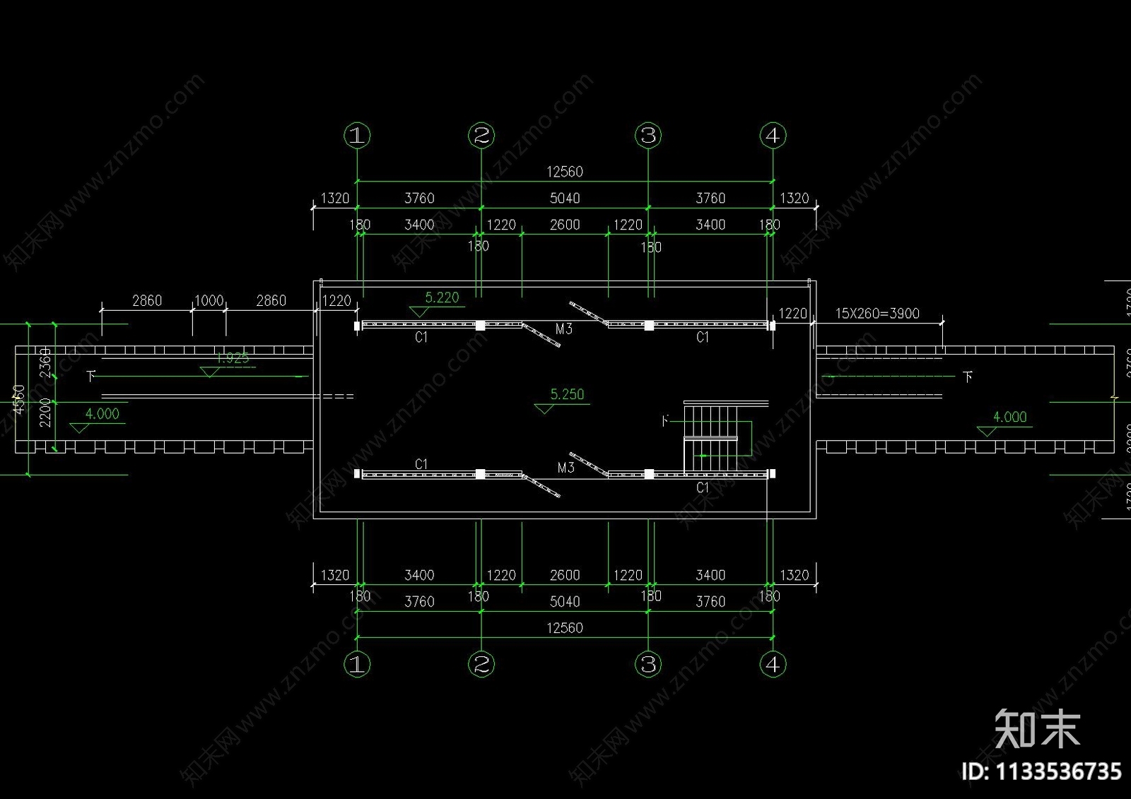 中式古山门城墙建筑cad施工图下载【ID:1133536735】