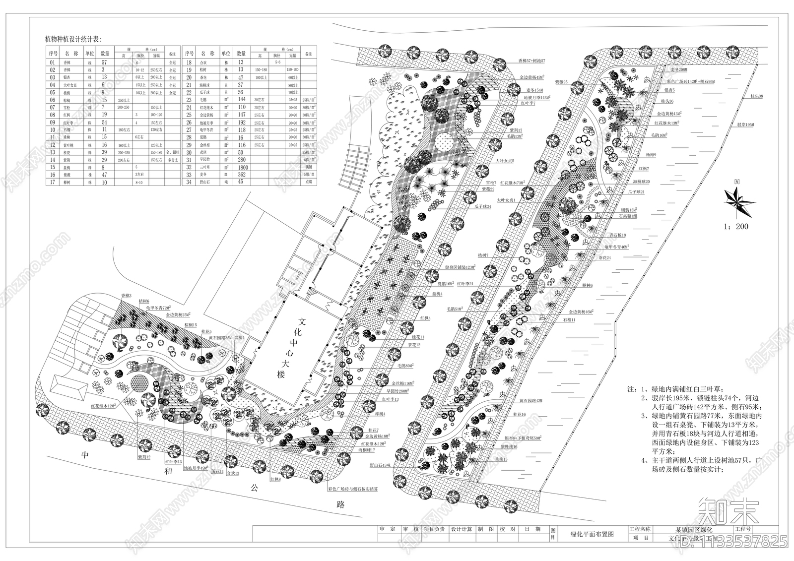 工业园景观绿化平面图cad施工图下载【ID:1133537825】