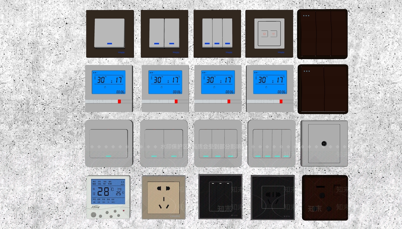 现代开关插座组合SU模型下载【ID:1133538184】