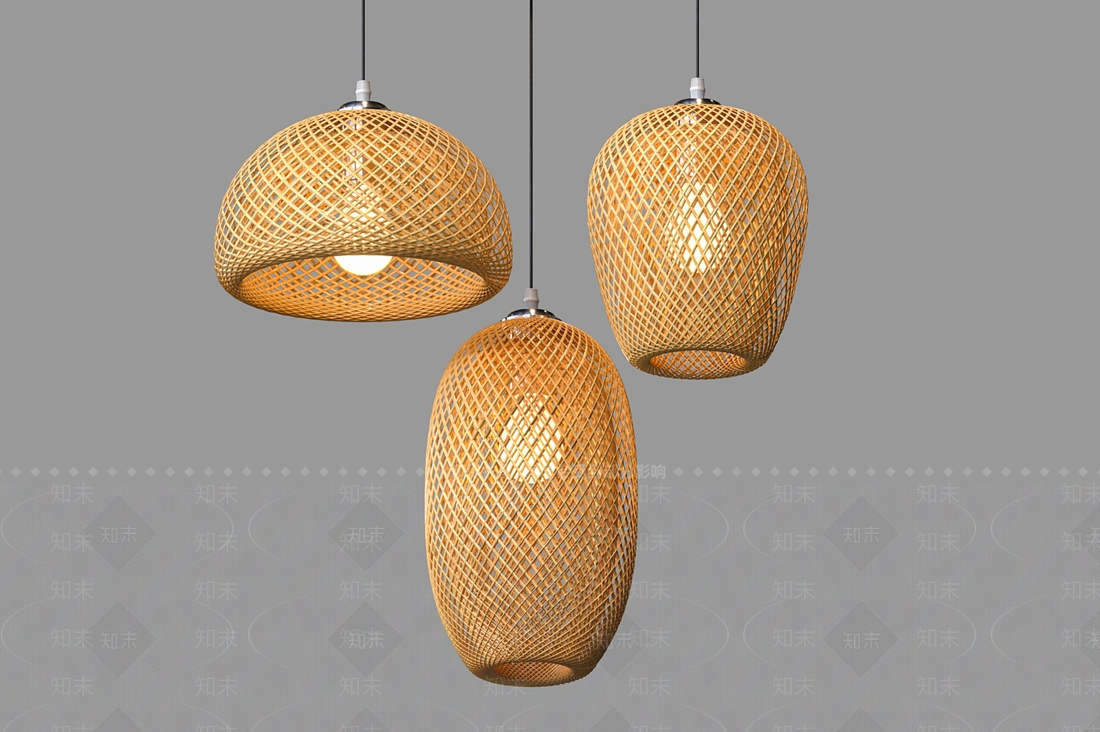 北欧简约藤编吊灯3D模型下载【ID:1133538788】