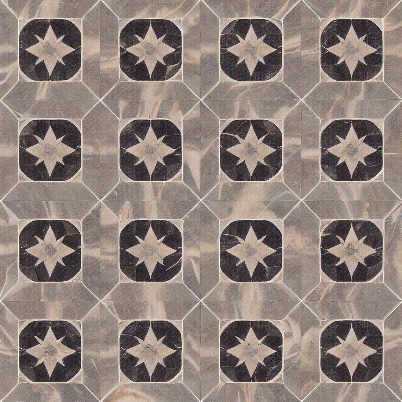 灰黑相间星形花砖贴图下载【ID:1133542996】