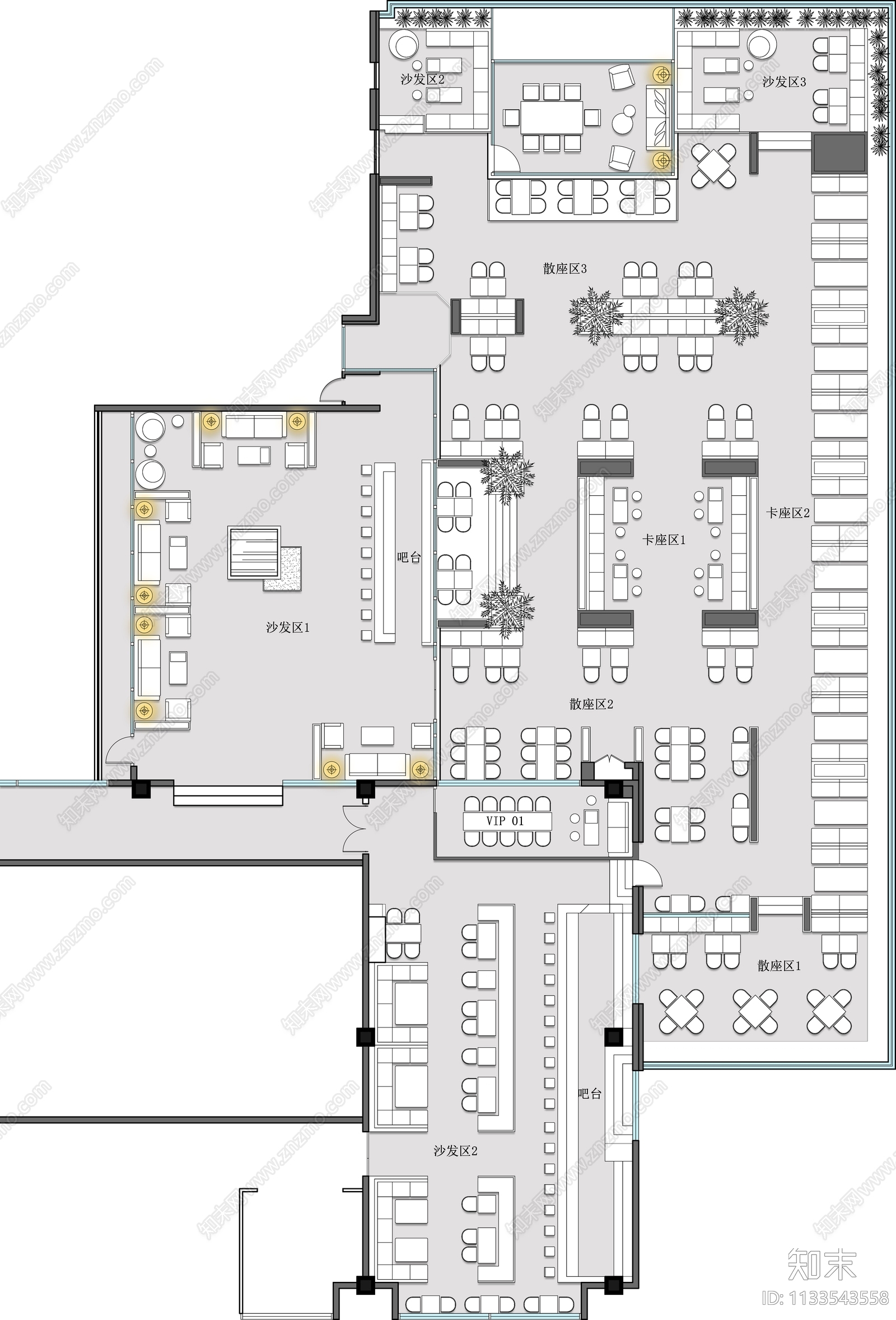 屋顶酒吧平面布置图施工图下载【ID:1133543558】