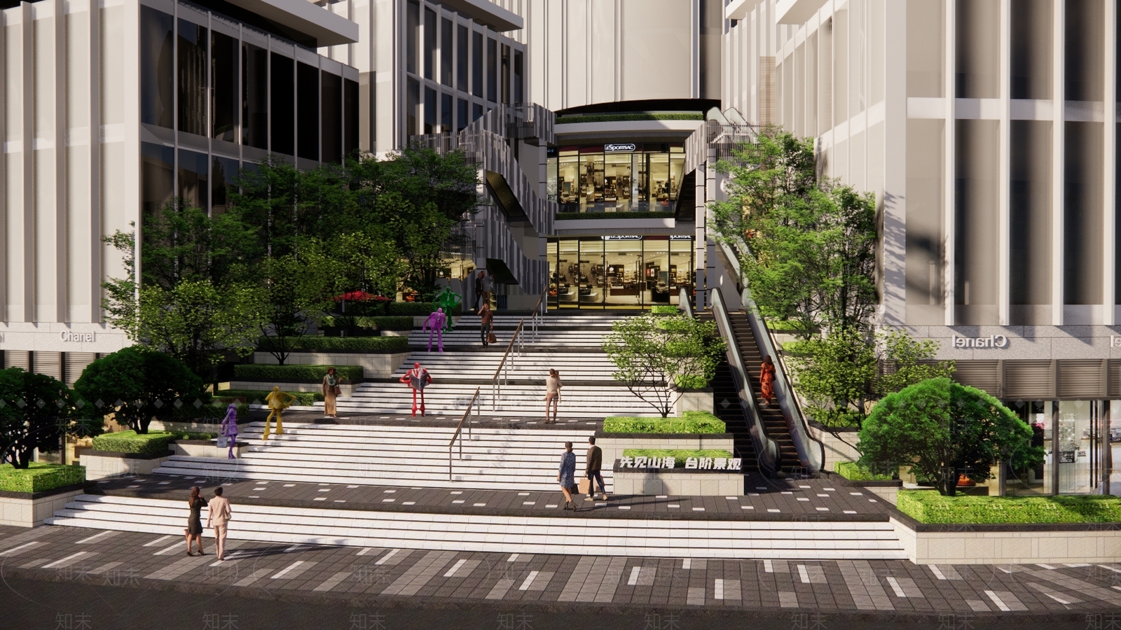 现代台阶景观SU模型下载【ID:1133546583】