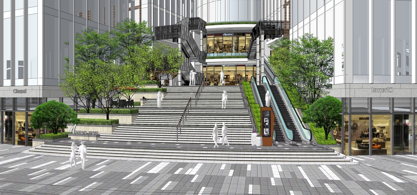 现代台阶景观SU模型下载【ID:1133546545】