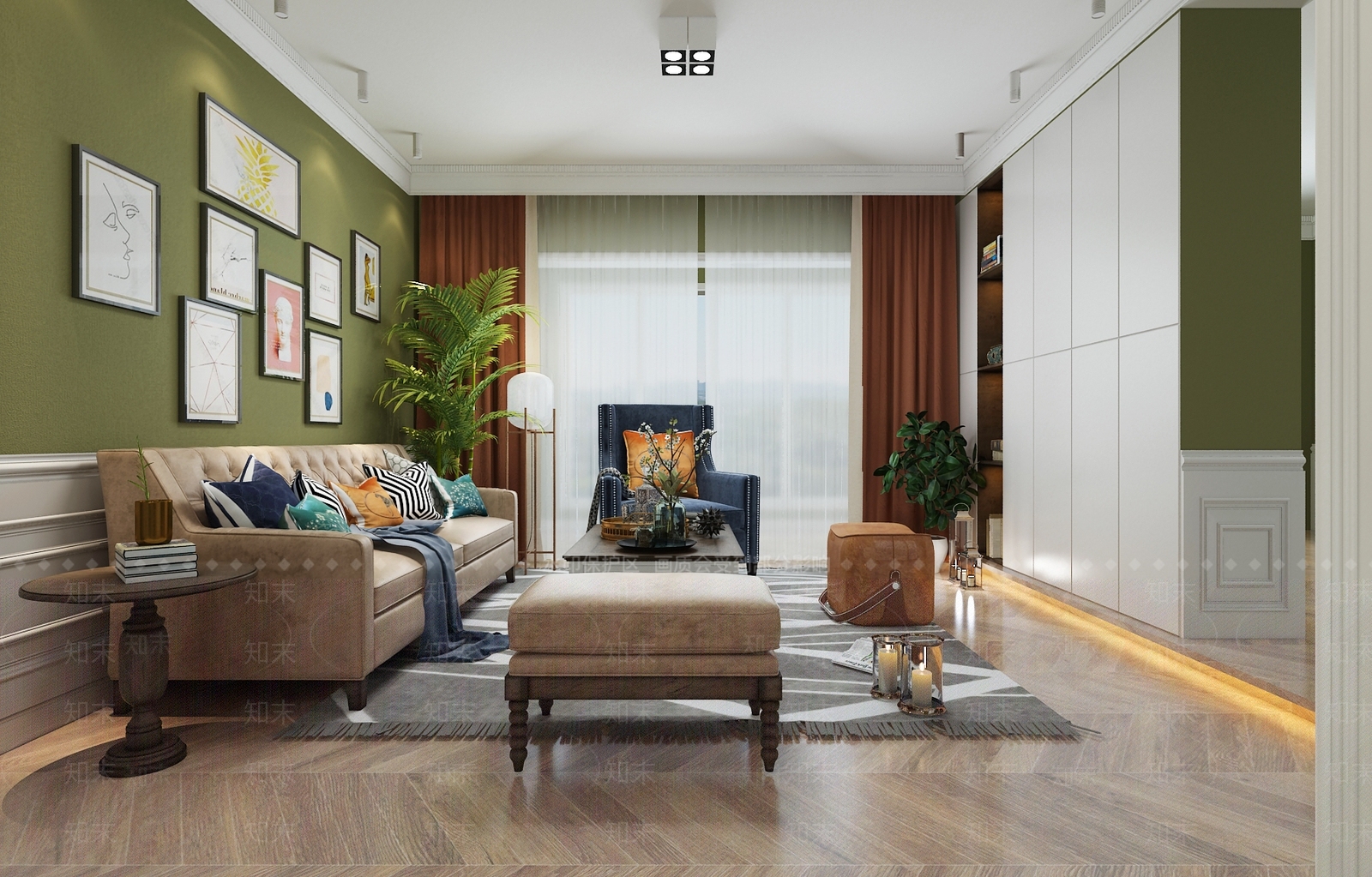 美式简约客厅3D模型下载【ID:1133546868】