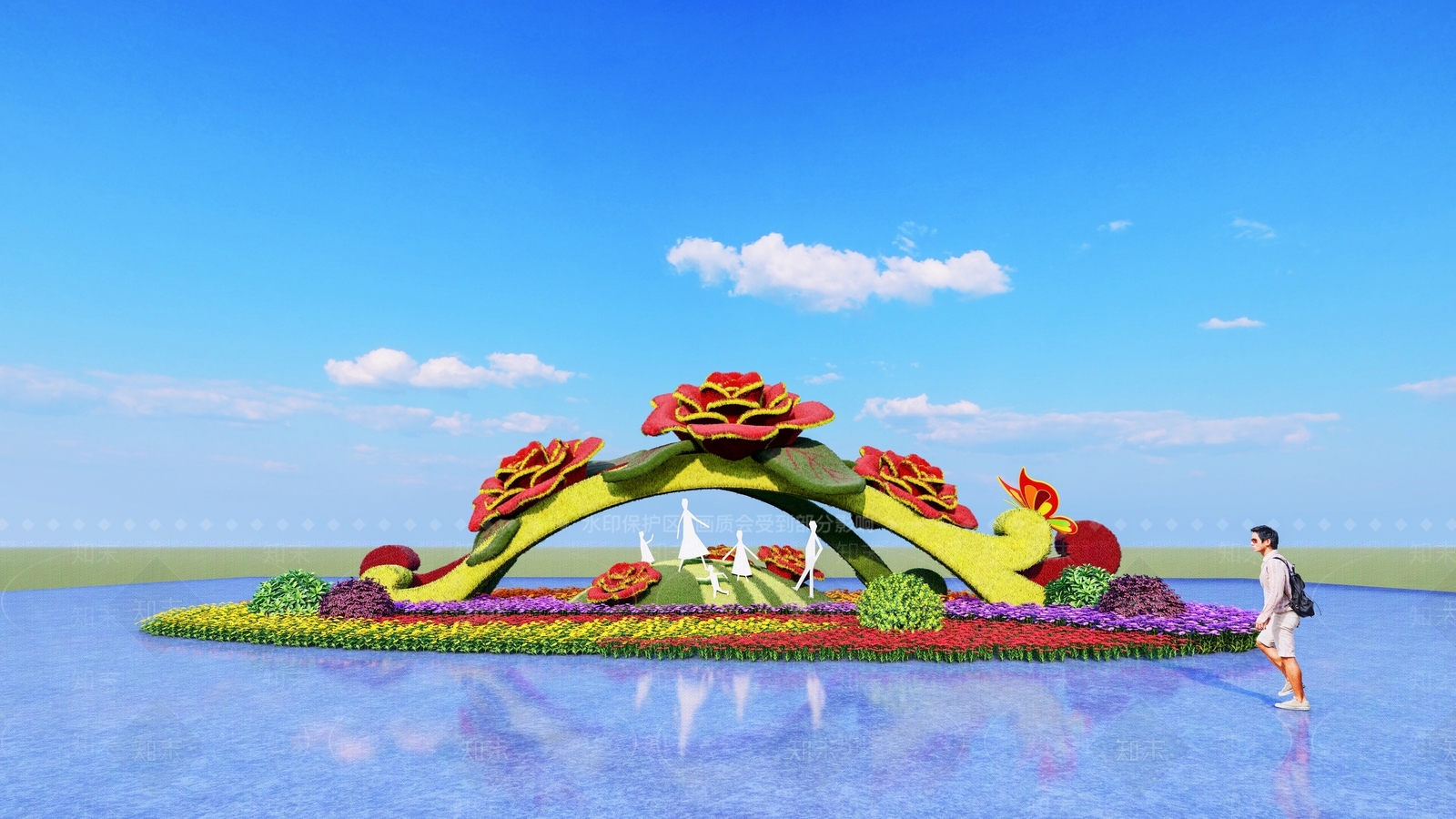 现代绿雕立体花坛SU模型下载【ID:1133551832】