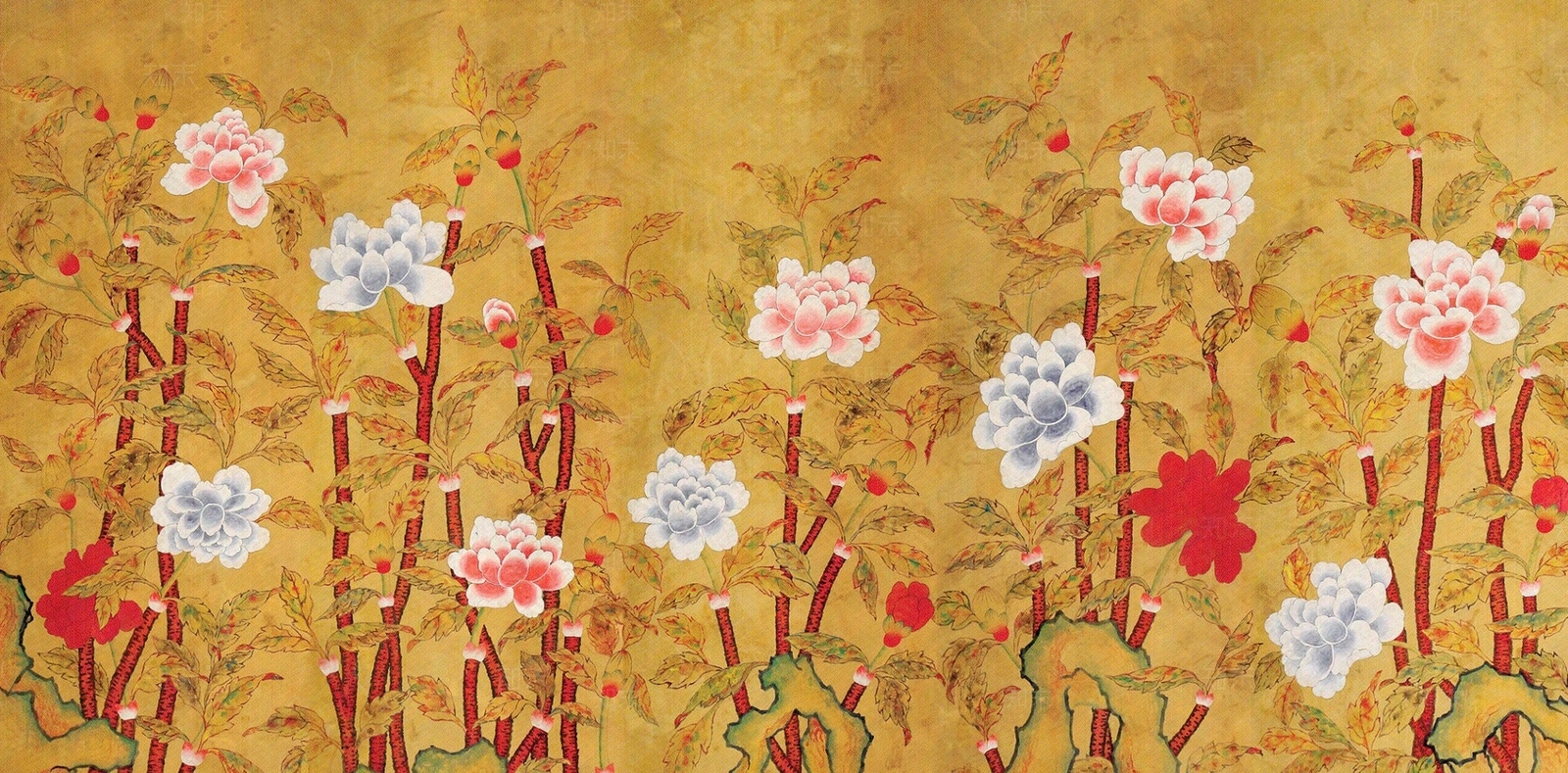 中式牡丹壁纸贴图下载【ID:1133557442】
