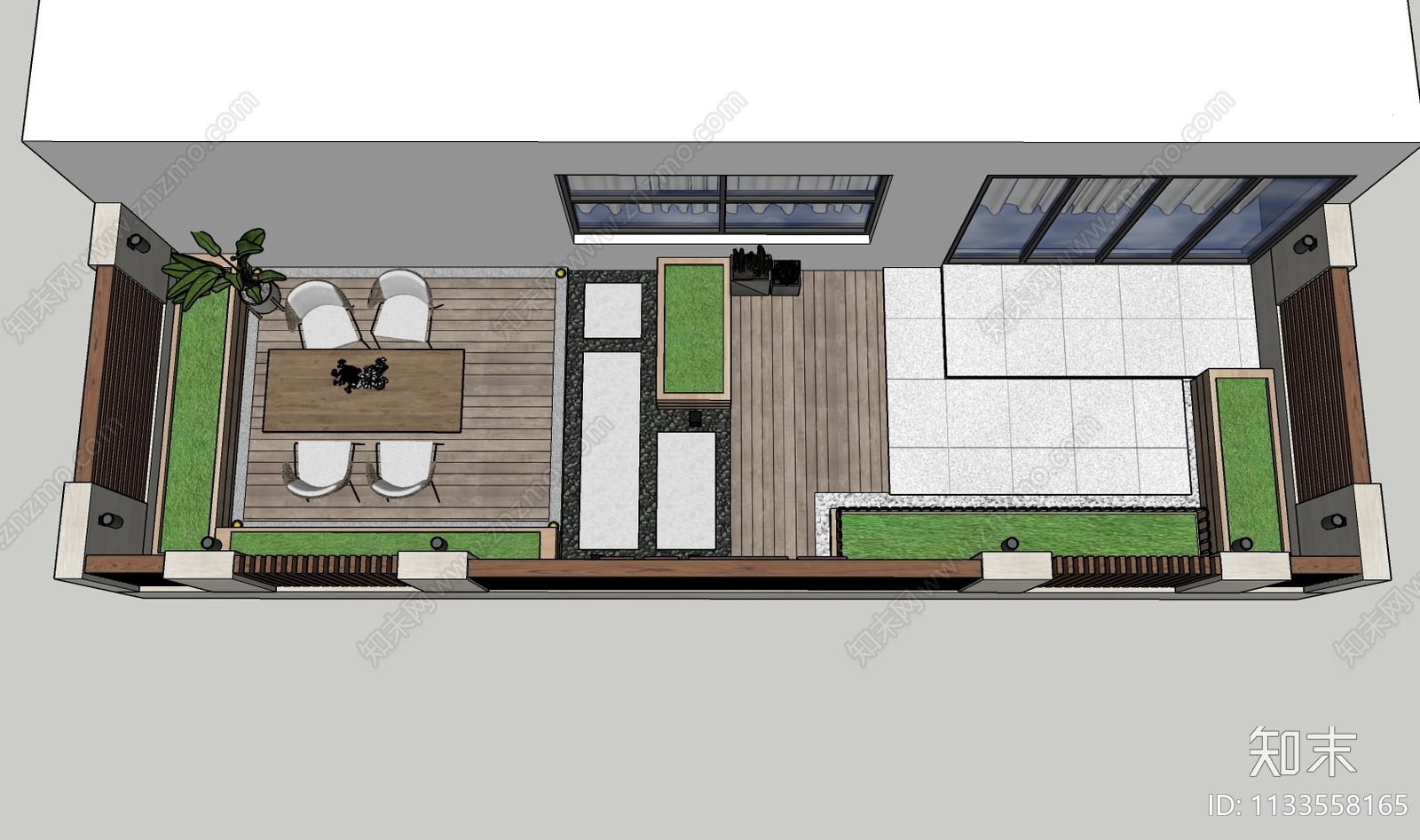 现代屋顶花园SU模型下载【ID:1133558165】