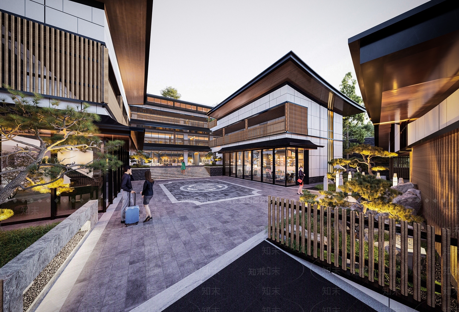 新中式民宿建筑SU模型下载【ID:1133560391】