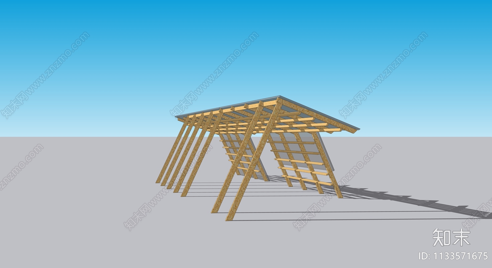 现代廊架SU模型下载【ID:1133571675】