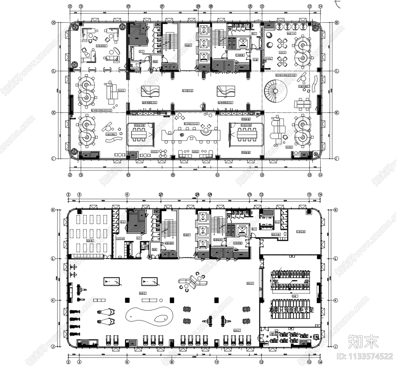 毕路德美柚总部办公室效果图cad施工图下载【ID:1133574522】