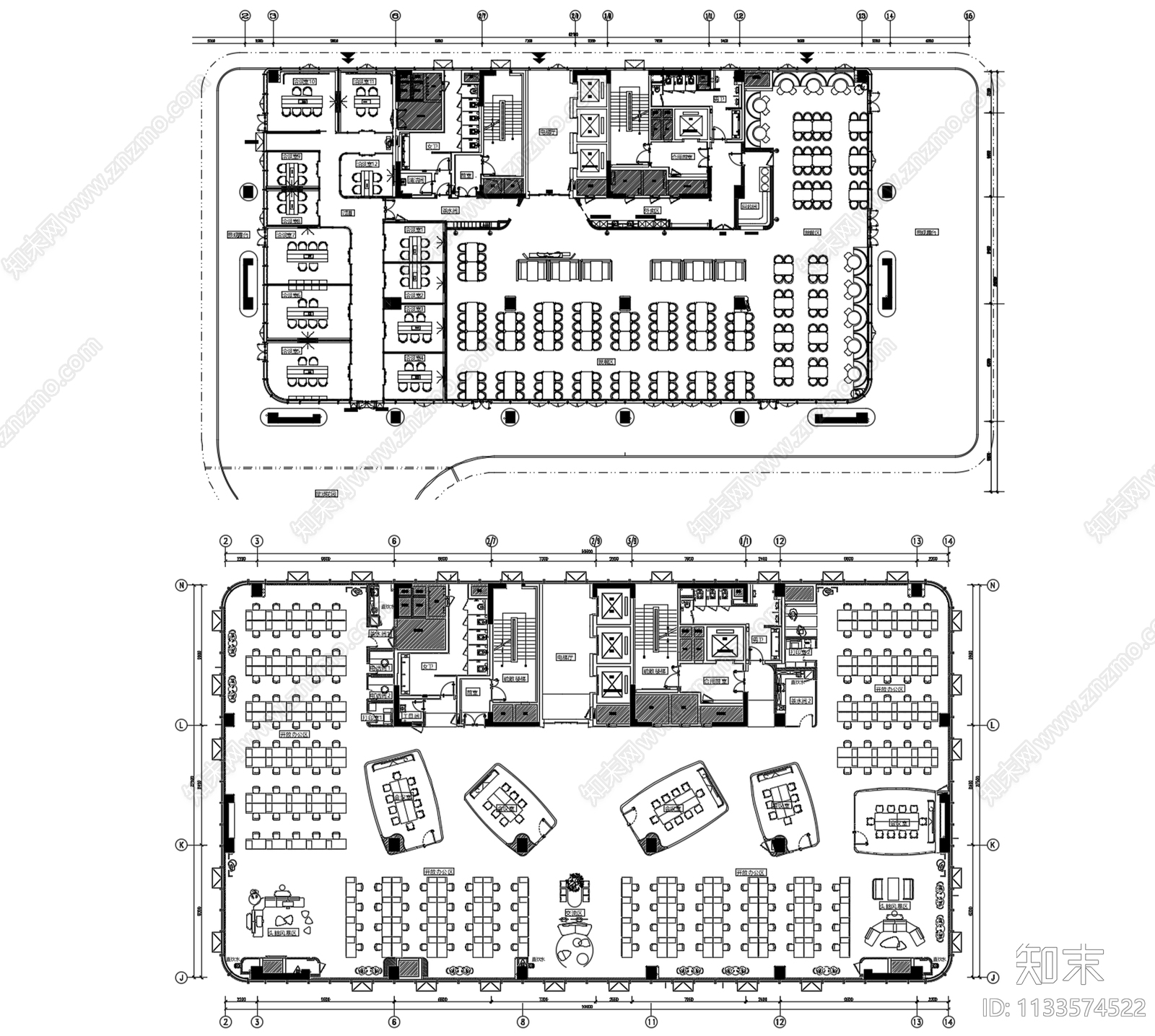 毕路德美柚总部办公室效果图cad施工图下载【ID:1133574522】