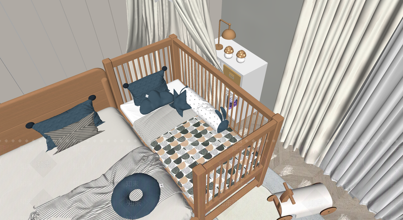 北欧婴儿房SU模型下载【ID:1133576318】
