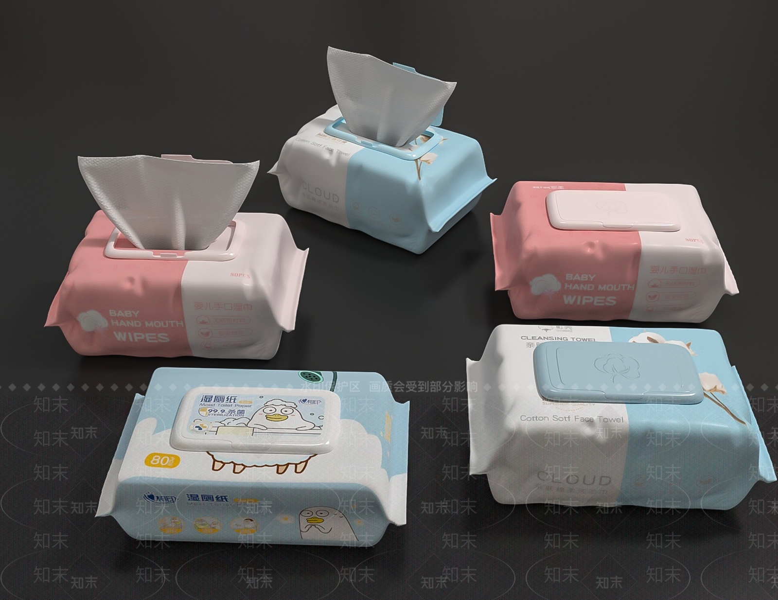 湿巾湿厕纸面巾纸3D模型下载【ID:1133576275】