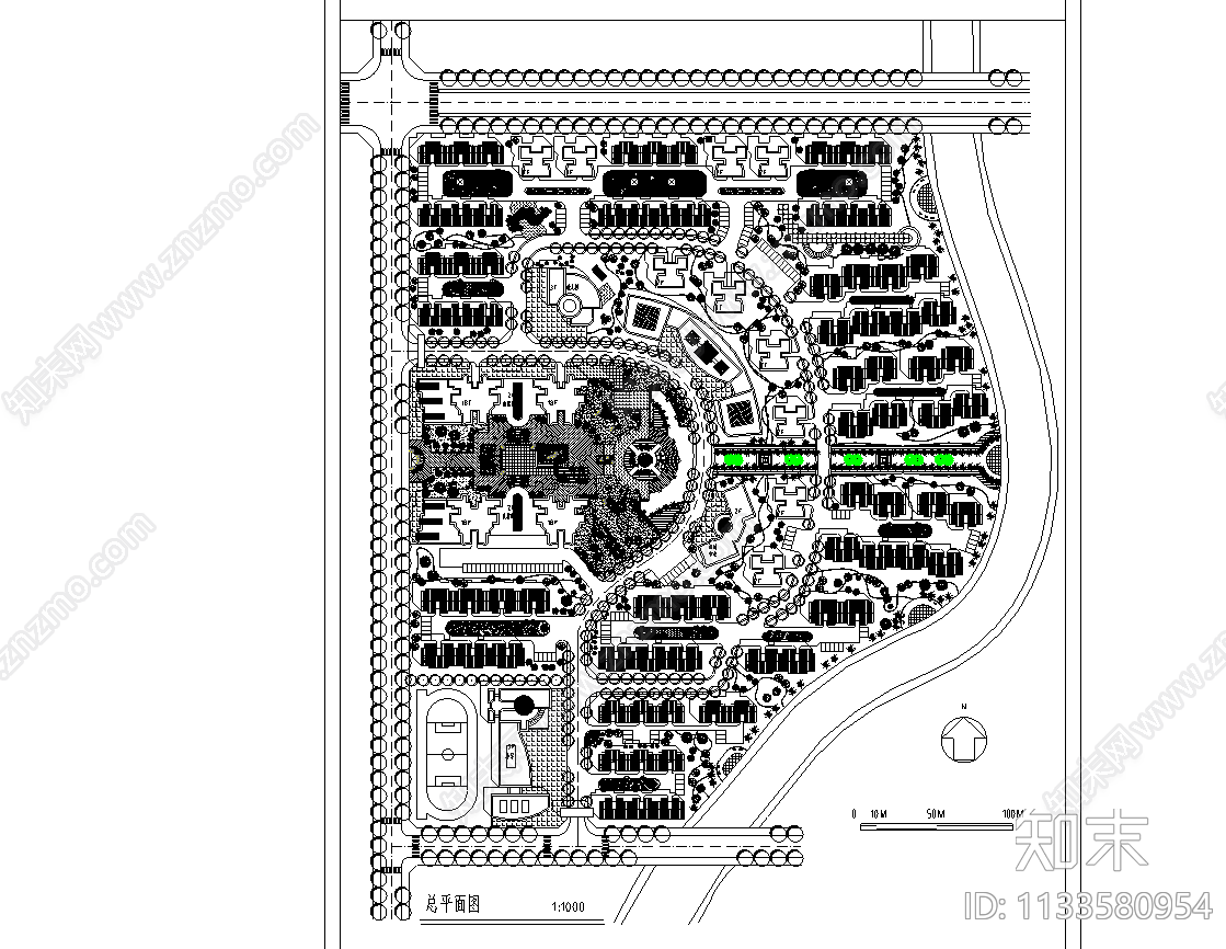 某居住小区规划景观平面图施工图下载【ID:1133580954】