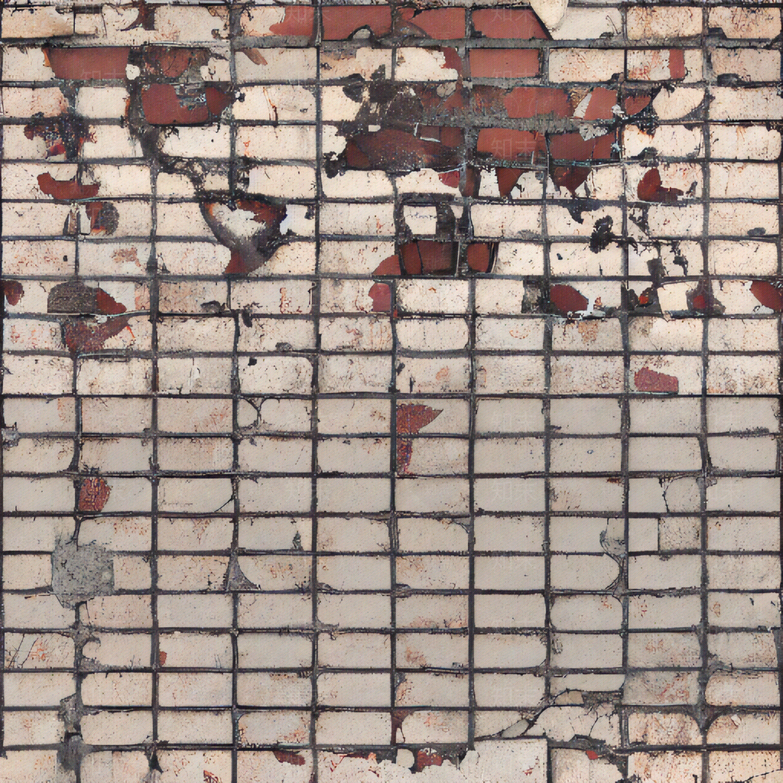 斑驳瓷砖剥落红砖墙贴图下载【ID:1133581299】