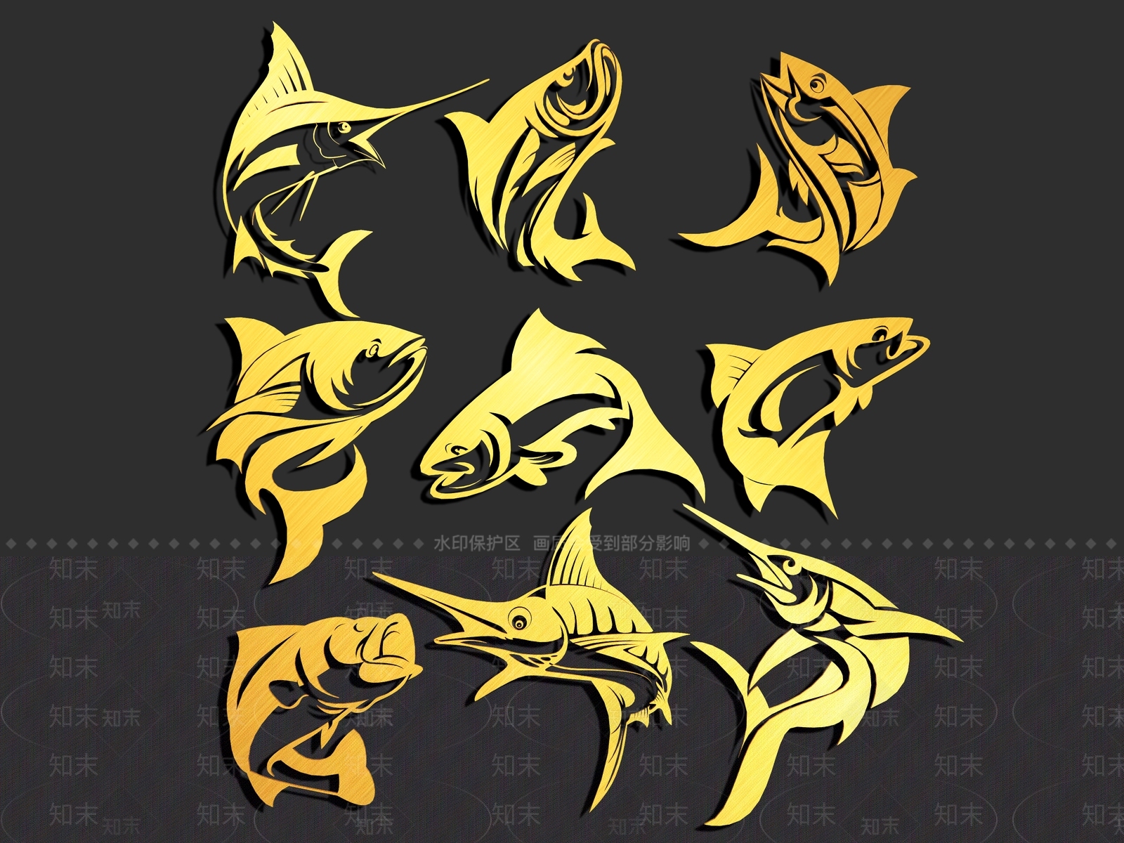 现代鱼金属墙饰3D模型下载【ID:1133581553】