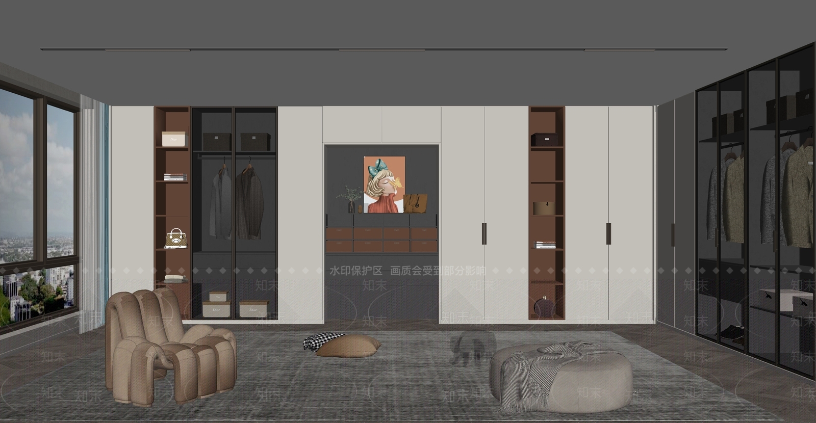 现代衣帽间SU模型下载【ID:1133584363】