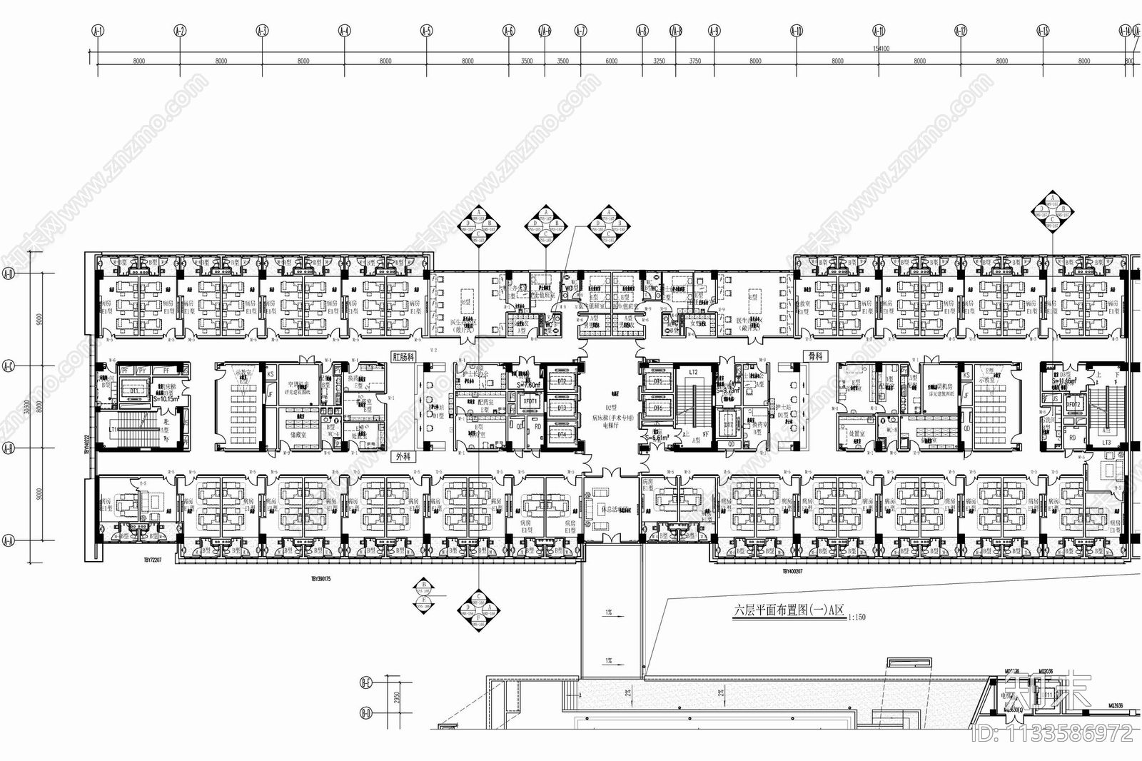 大型医院室内cad施工图下载【ID:1133586972】