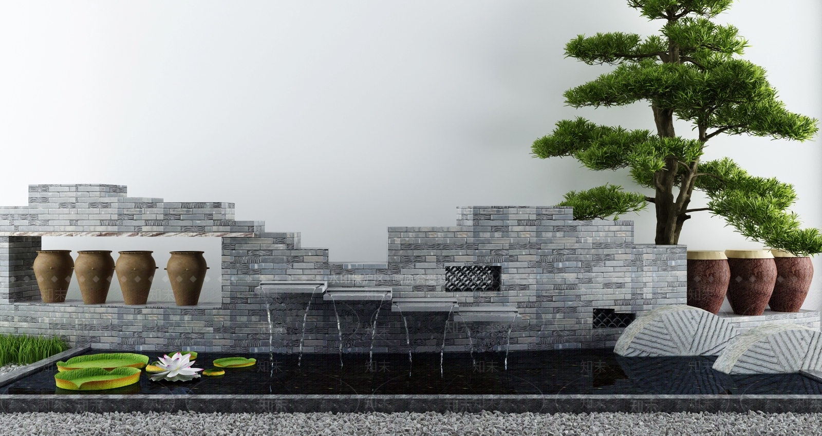 现代假山水景3D模型下载【ID:1133588789】