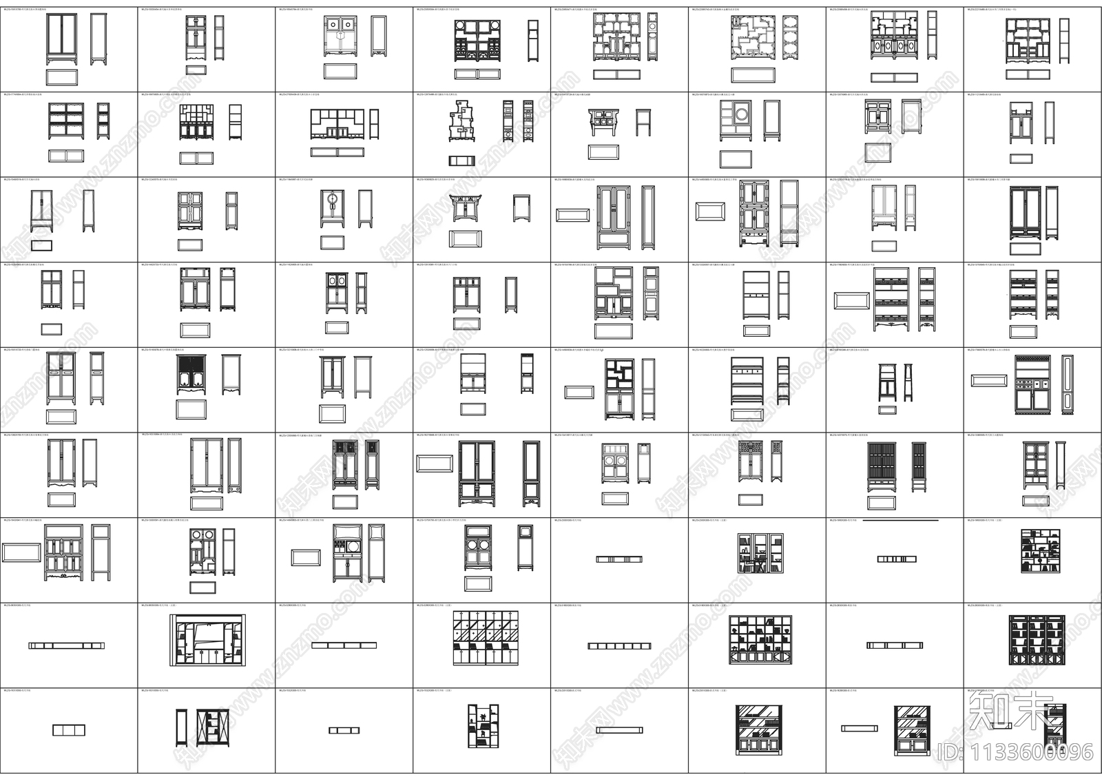 家具柜类cad施工图下载【ID:1133600096】