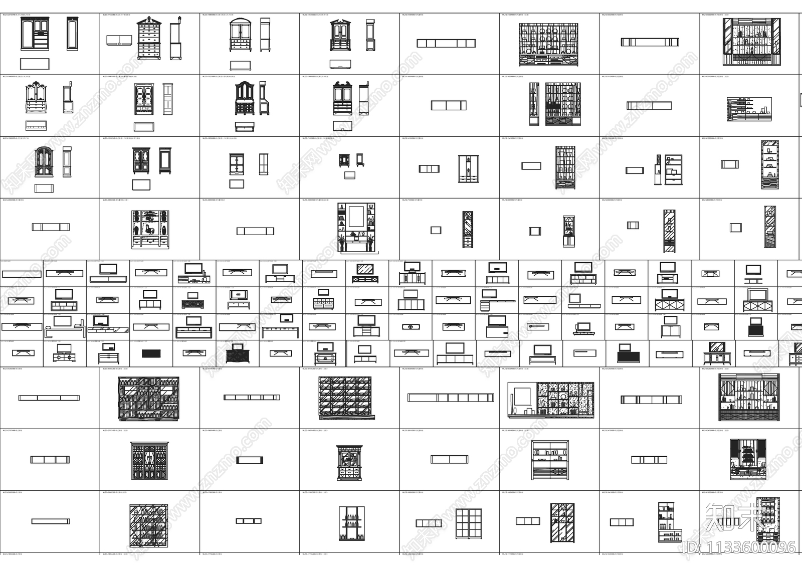 家具柜类cad施工图下载【ID:1133600096】