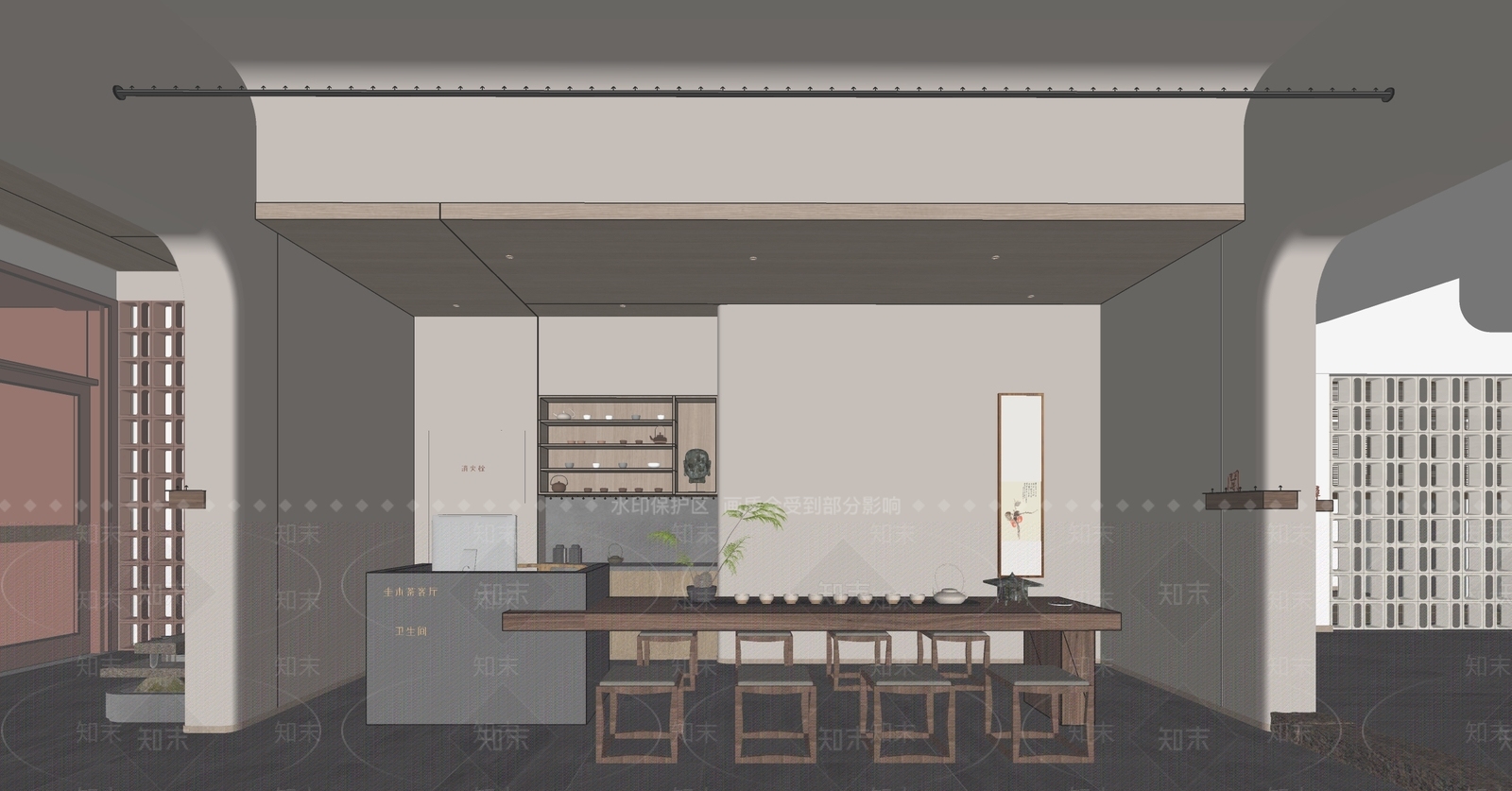 侘寂茶馆SU模型下载【ID:1133602928】