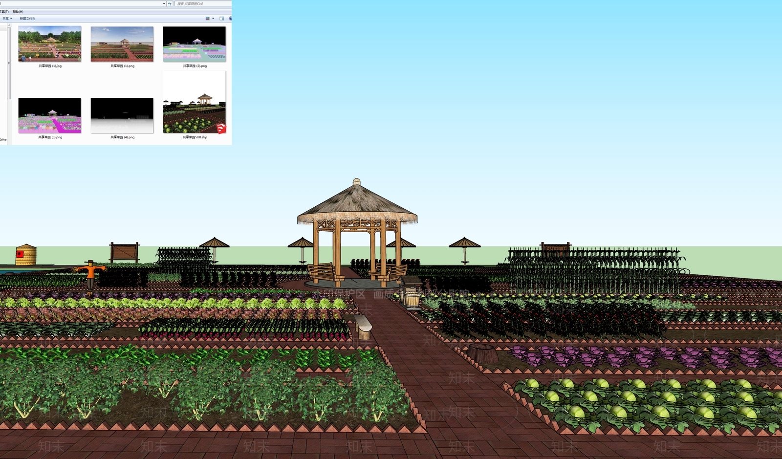 现代乡村共享菜园SU模型下载【ID:1133609903】