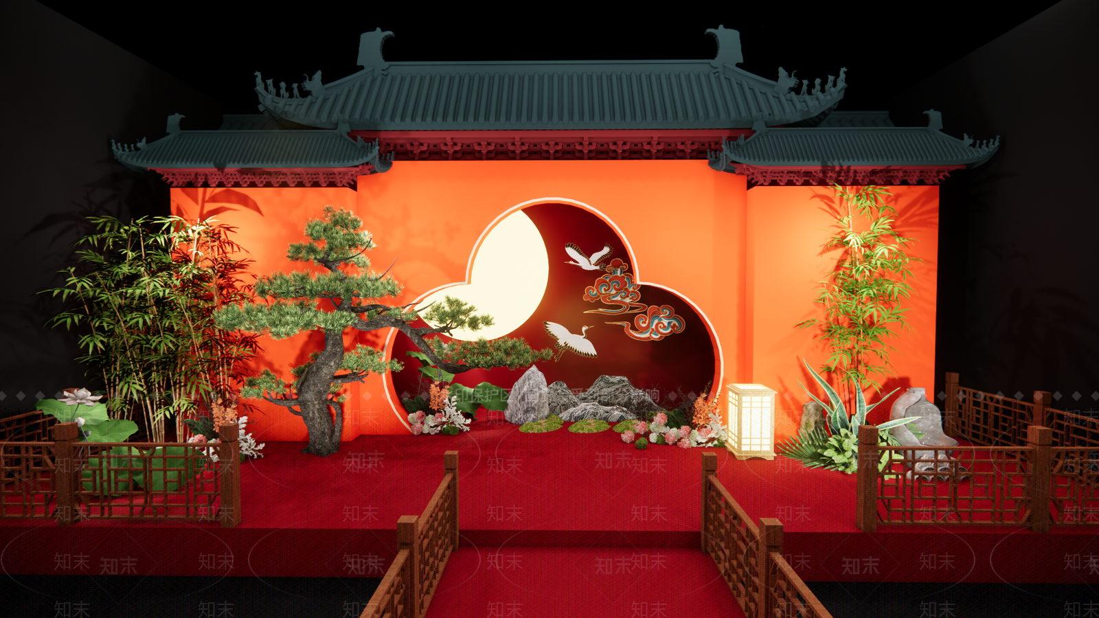 中式婚礼酒店宴会厅SU模型下载【ID:1133705270】