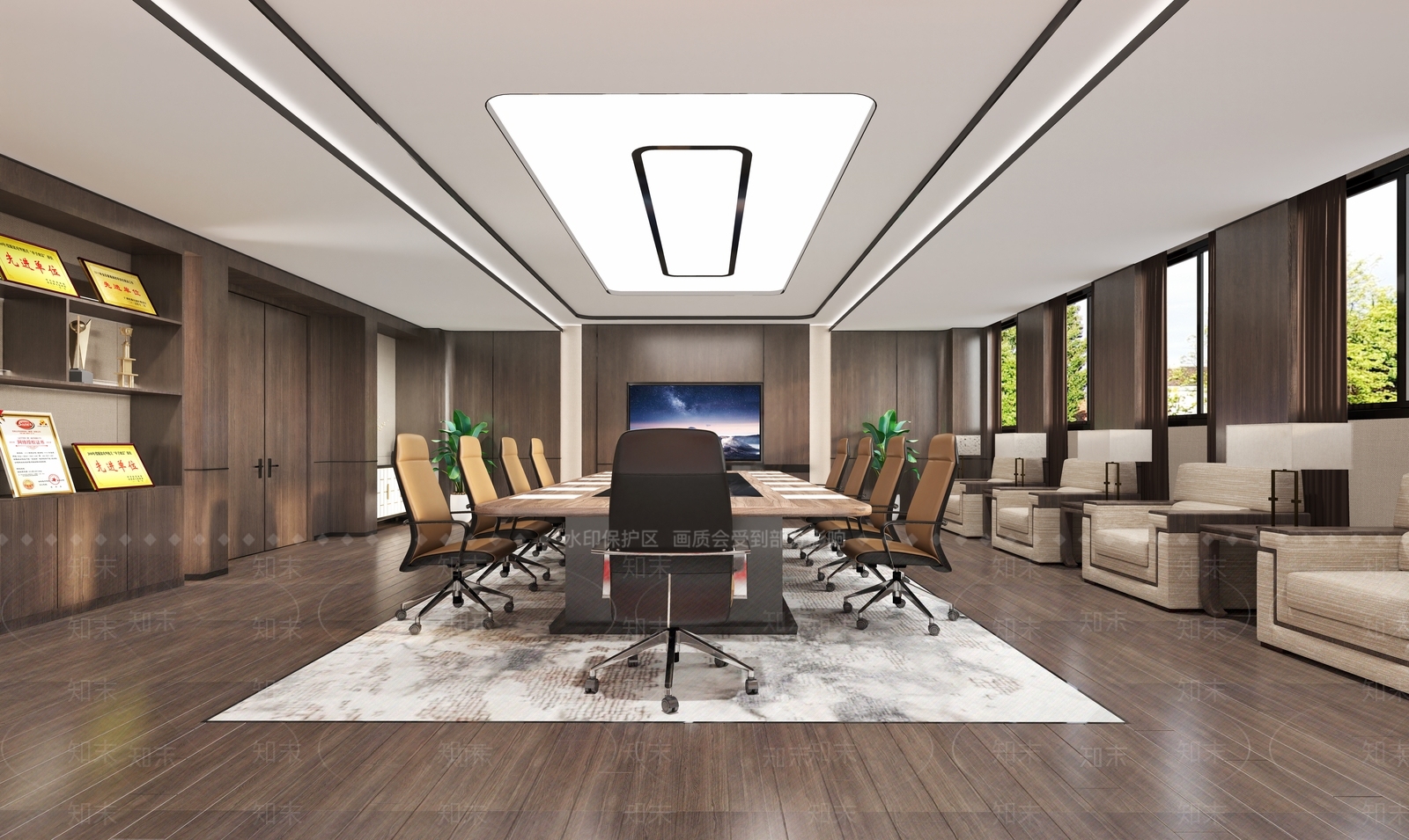 新中式党建会议室3D模型下载【ID:1133614127】