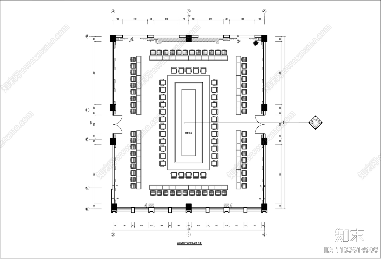 现代大会议室施工图下载【ID:1133614908】