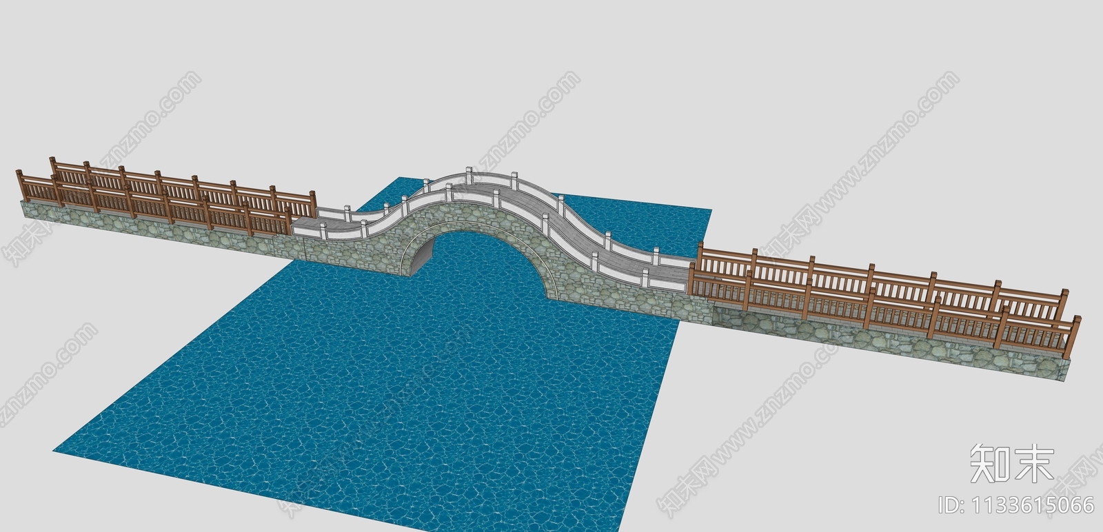 中式景观桥SU模型下载【ID:1133615066】