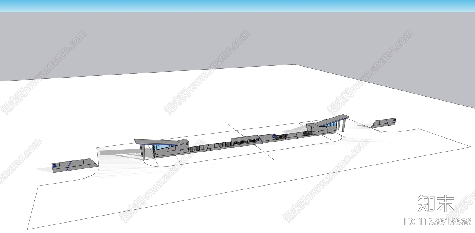 现代公司入口大门SU模型下载【ID:1133615668】