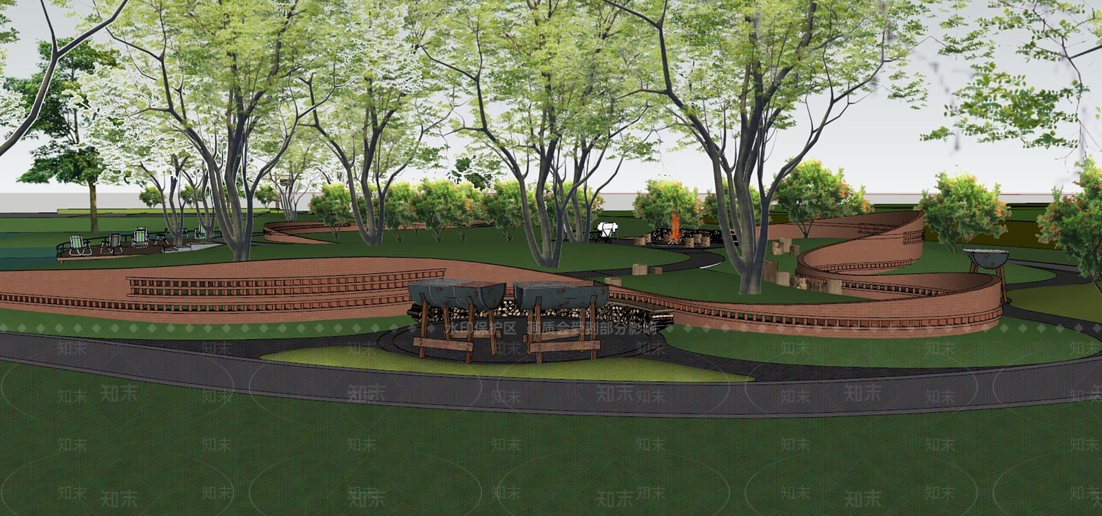 现代乡村公园SU模型下载【ID:1133620691】