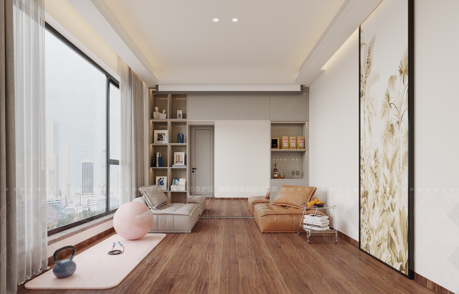 现代瑜伽室3D模型下载【ID:1133623980】