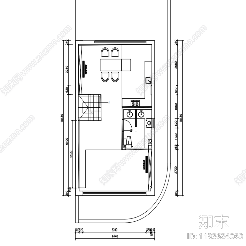 住宅公寓cad施工图下载【ID:1133624060】