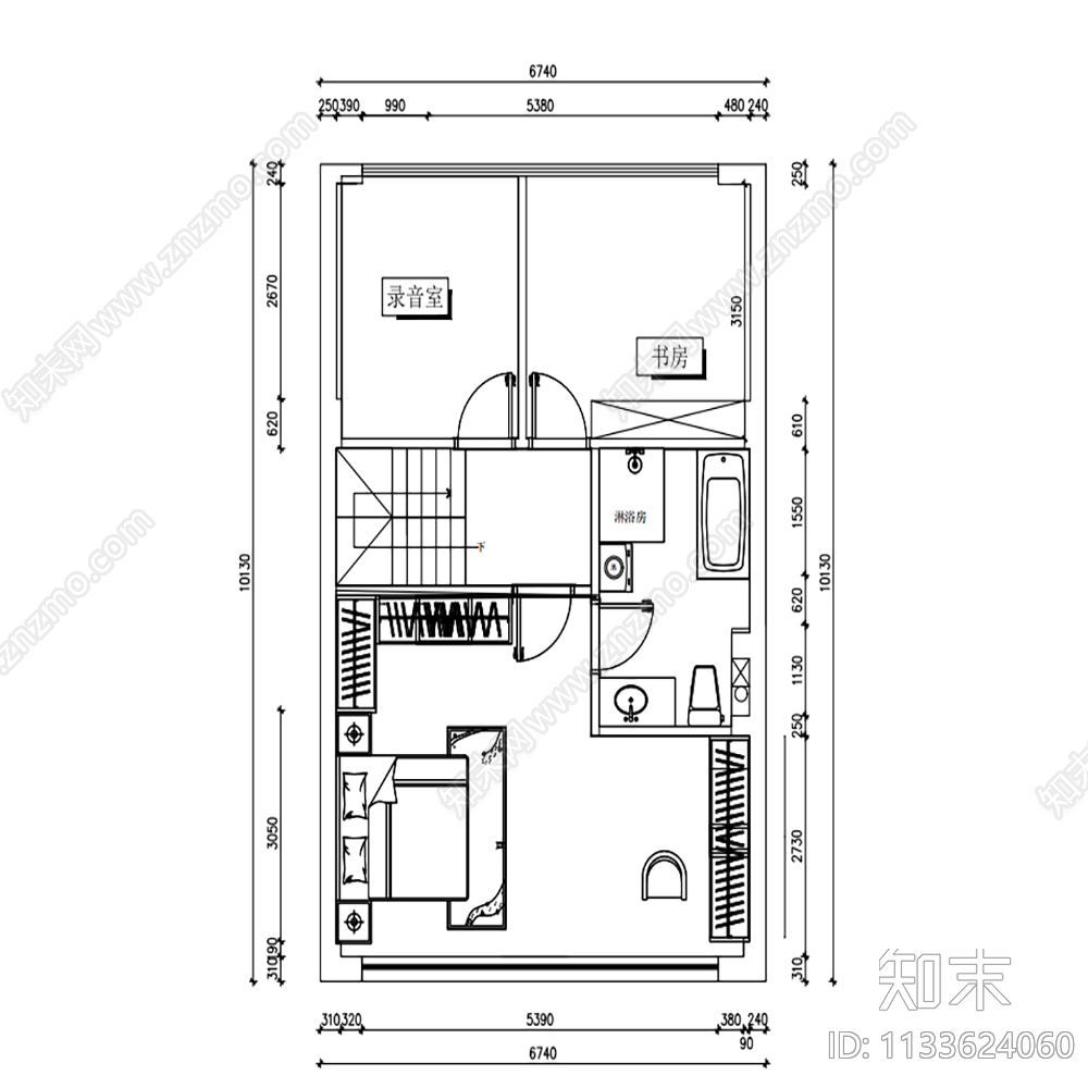 住宅公寓cad施工图下载【ID:1133624060】