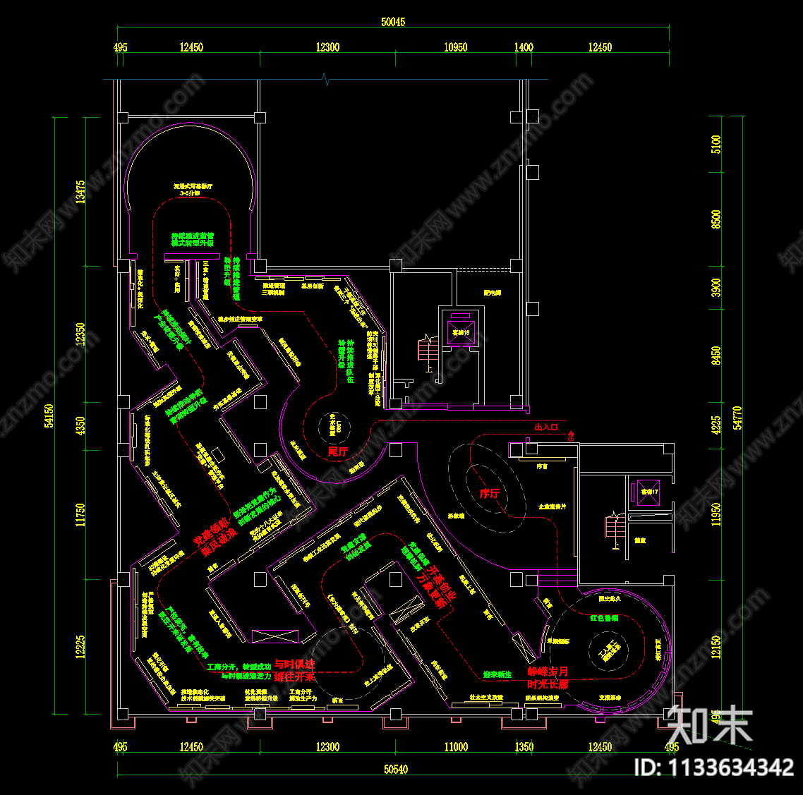 展厅平面图cad施工图下载【ID:1133634342】