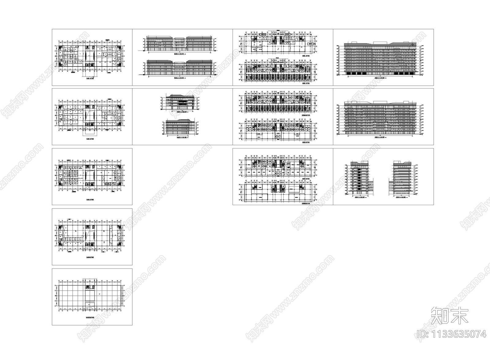 医院医技楼住院楼cad施工图下载【ID:1133635074】