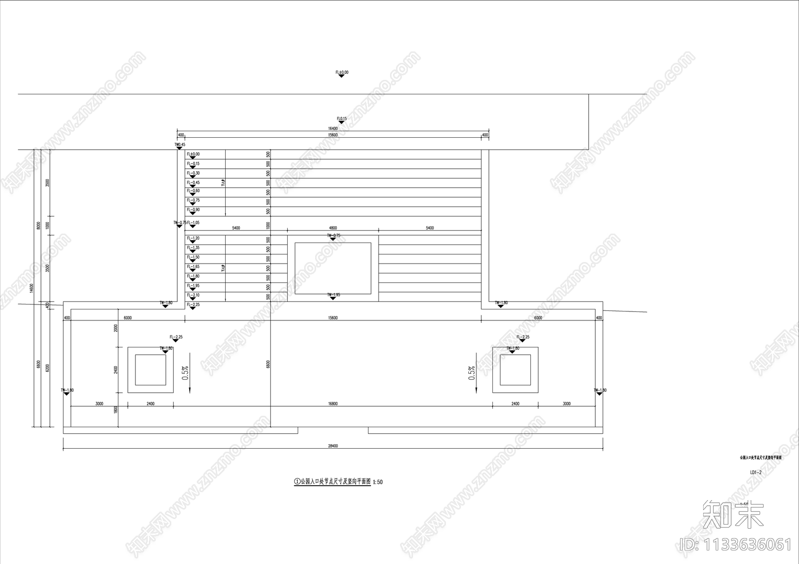 公园入口处节点详图cad施工图下载【ID:1133636061】