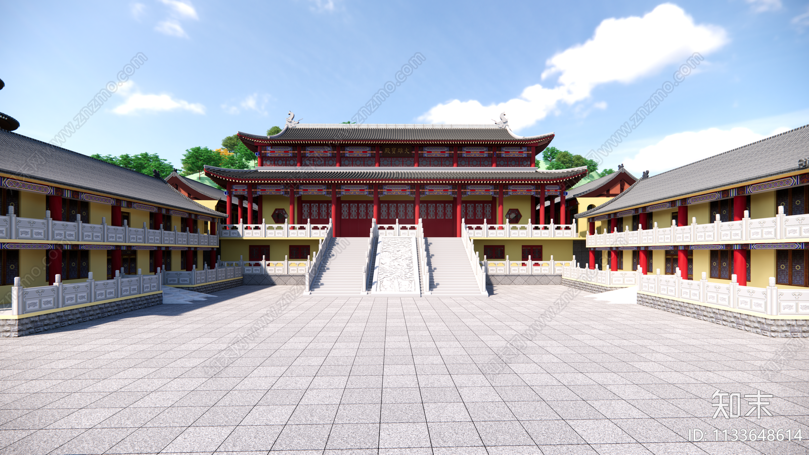 中式寺庙建筑SU模型下载【ID:1133648614】