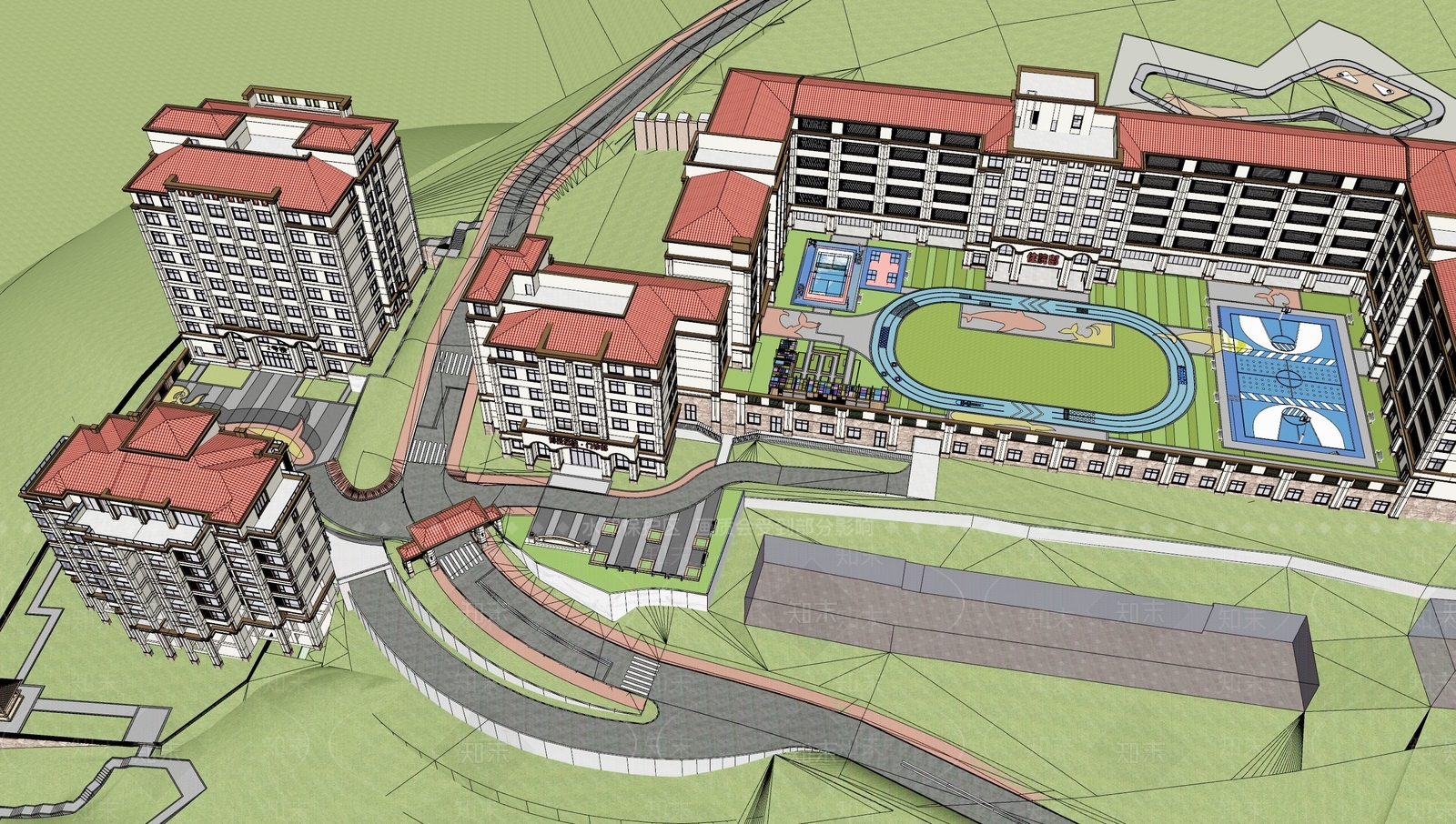 现代医疗建筑SU模型下载【ID:1133649652】
