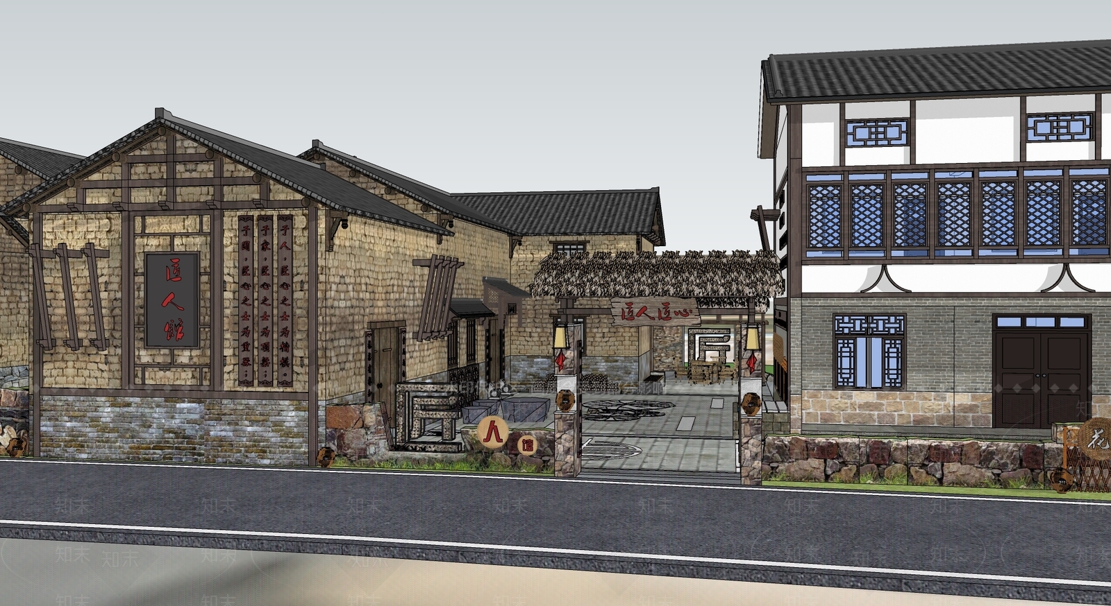 中式乡村民房SU模型下载【ID:1133652001】