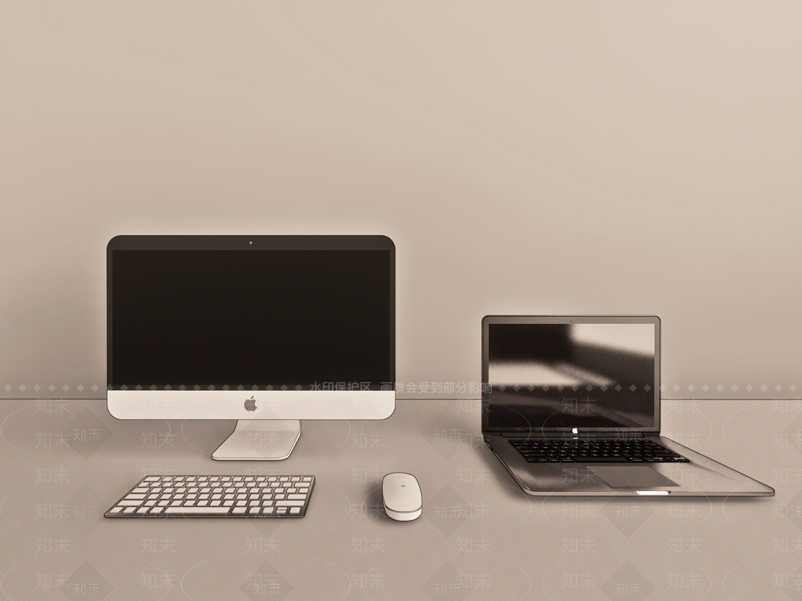 苹果电脑一体机笔记本电脑组合SU模型下载【ID:1133670429】