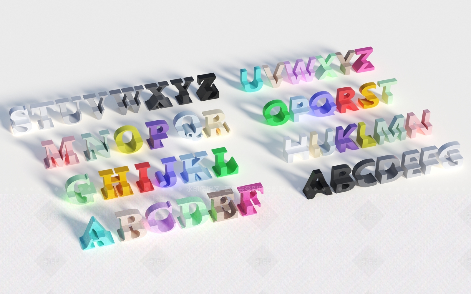 现代不锈钢烤漆字母坐凳3D模型下载【ID:1133673287】