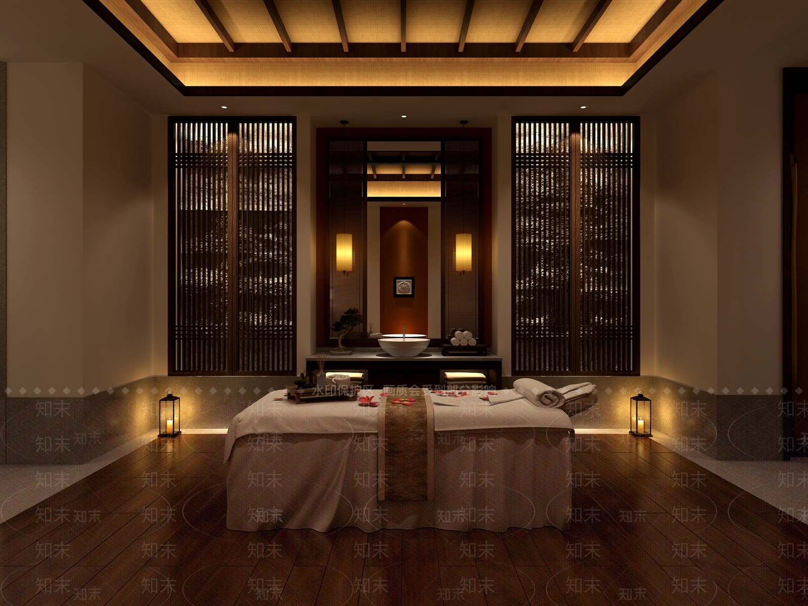 新中式美容SPA店包间3D模型下载【ID:1133674600】