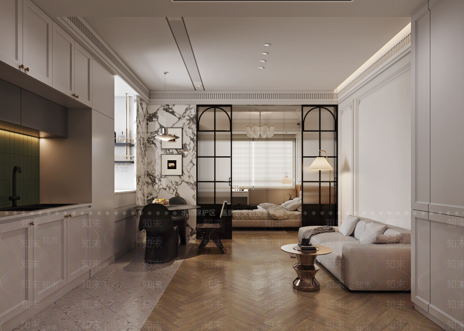 法式单身公寓3D模型下载【ID:1133674686】