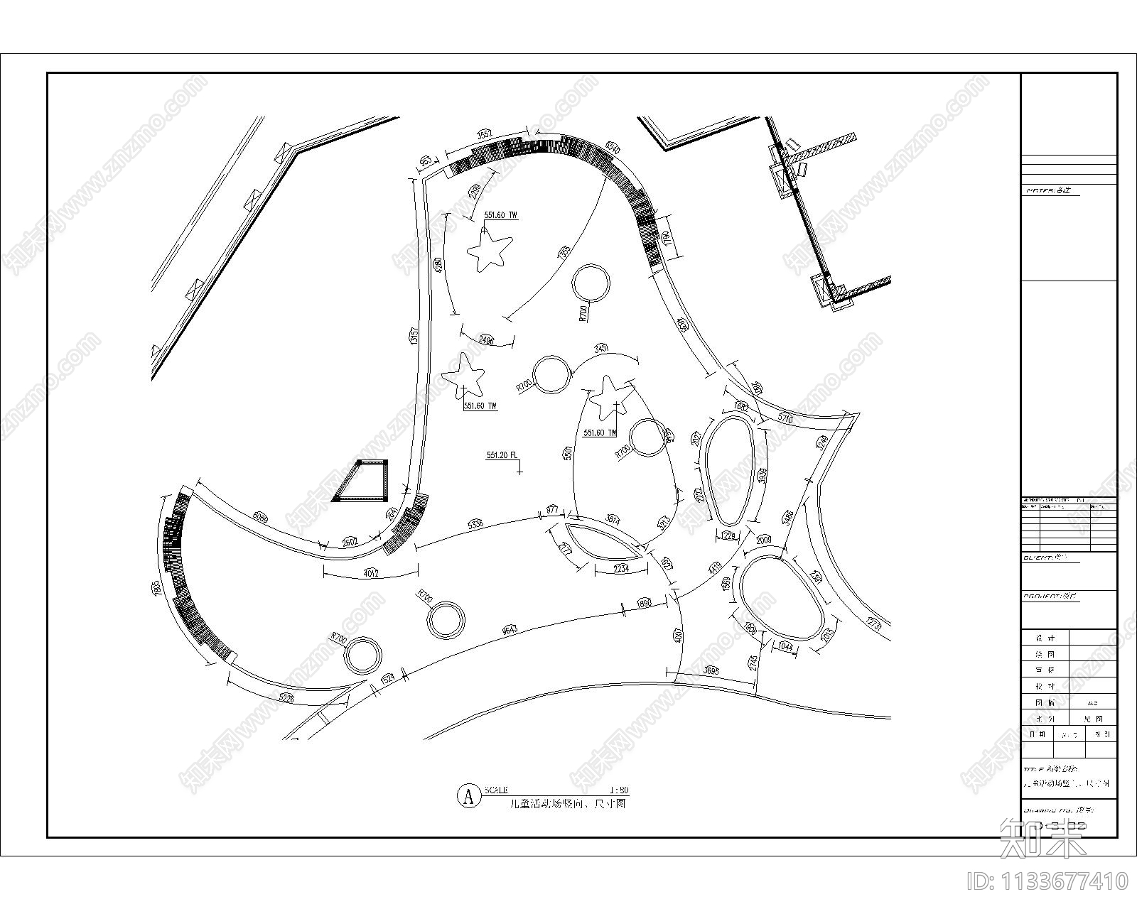 景观儿童活动场地平面cad施工图下载【ID:1133677410】