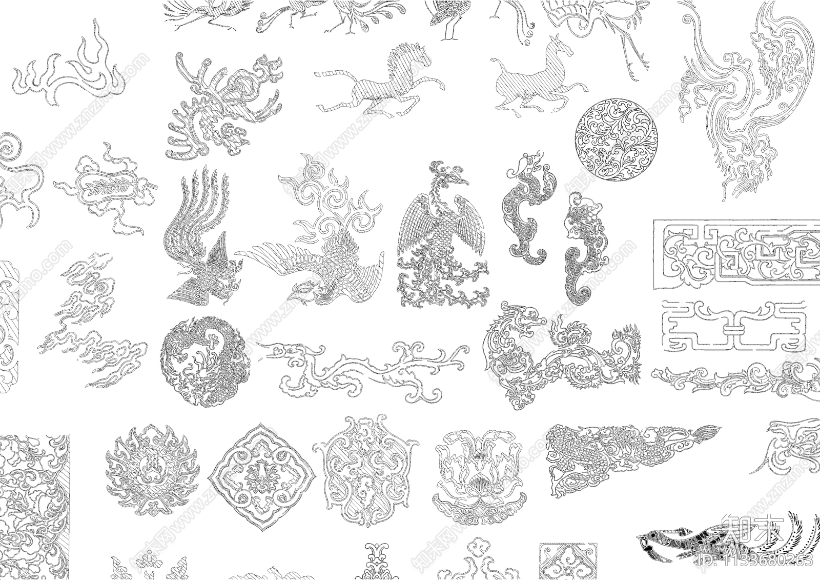 中式传统花纹图案施工图下载【ID:1133680263】