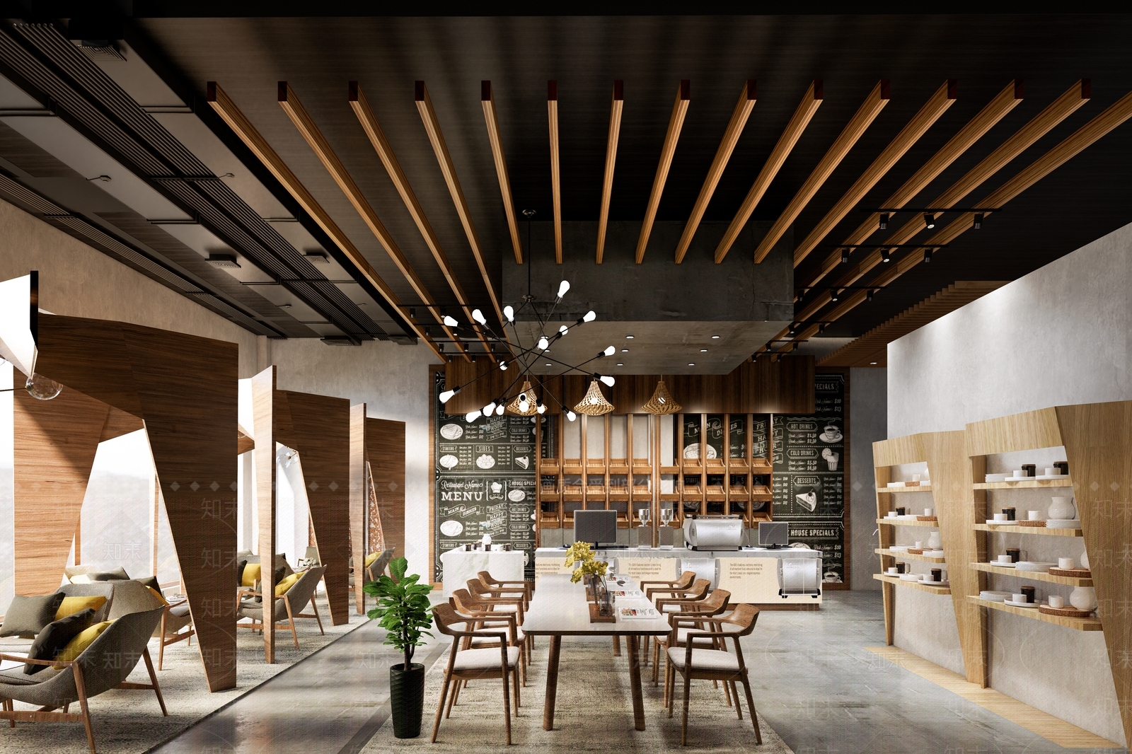 现代咖啡馆SU模型下载【ID:1133682343】